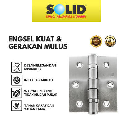 Engsel solid HST SLD 01 3X2,5x2,5 2BB SN Engsel Pintu Door Hinge