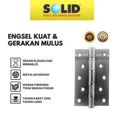 Engsel Solid HST SLD 09 5X3X3 4BB SN Engsel Pintu Jendela Door Hinge