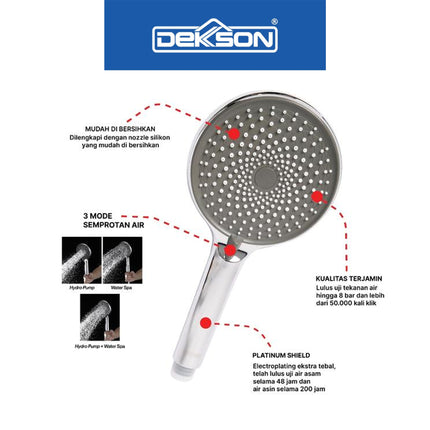 Hand Shower Dekkson HS 1351 CP GM MB Hand Shower Mandi Handshower Bulat Head Kepala Sower Air