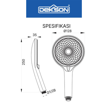 Hand Shower Dekkson HS 1351 CP GM MB Hand Shower Mandi Handshower Bulat Head Kepala Sower Air