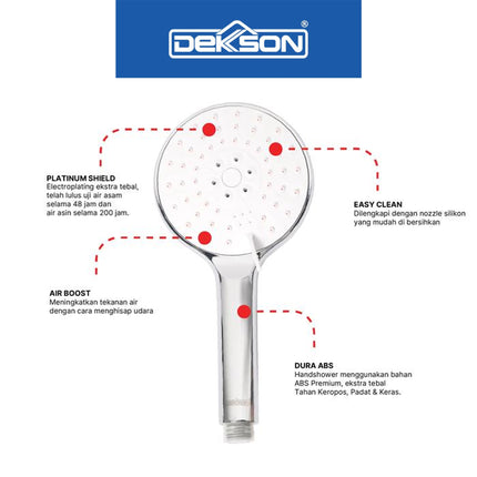 Hand Shower Dekkson HS 3555SC Hand Shower Mandi Handshower Bulat Head Kepala Sower Air