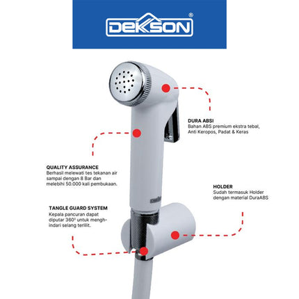 Toilet Jet Shower Set Dekkson JSS 8101 Bidet Cebok Kloset Dura ABS White Black