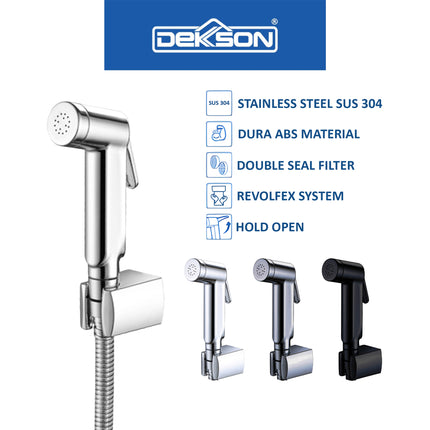 Jet Shower Set Dekkson JSS 8102 Complete Hose 120 Cm Keran Cebok Semprot Closet Duduk Toilet Jet Washer Lengkap Selang Fleksibel