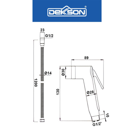 Jet Shower Set Dekkson JSS 8102 Complete Hose 120 Cm Keran Cebok Semprot Closet Duduk Toilet Jet Washer Lengkap Selang Fleksibel