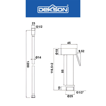 Jet Shower Set Dekkson JSS 8190 Complete Hose 120 Cm Keran Semprot Toilet Cebok Closet Washer Jet Lengkap Selang Fleksibel Hose