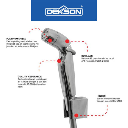 Jet Shower Set Dekkson JSS 8202 Toilet Bidet Cebok Kloset Bidet Cebok Kloset Complete Include Selang Hose Keran Semprot Cebok Closet Duduk Jet Washer