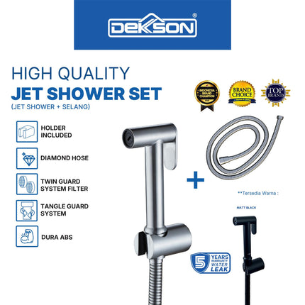 Jet Shower Set Toilet DEKKSON JSS 8280 Bidet Cebok Kloset Complete Include Selang Hose 120 Cm Keran Semprot Cebok Closet Duduk Jet Washer