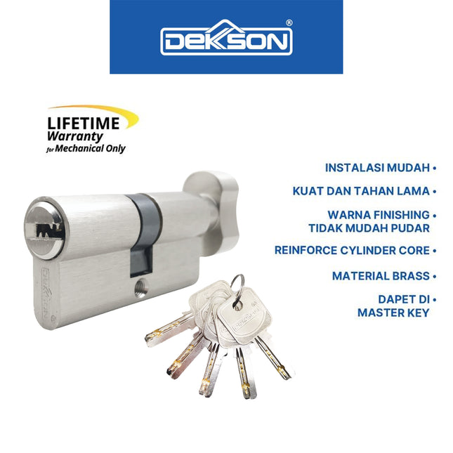Knob Cylinder Silinder Kunci Dekkson CYL TC KK DL 60MM SN Thumbturn Cylinder Komputer Key