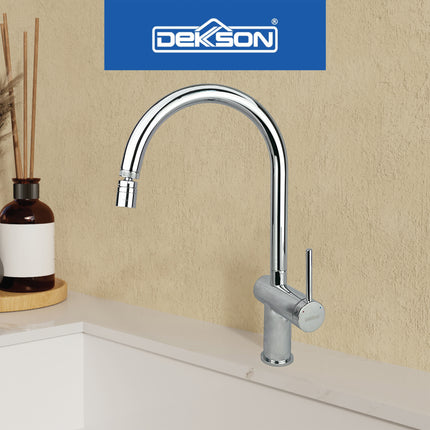 Kitchen Mixer Dekkson KMX 1802 CP Kran Air Dapur Sink Faucet Brass Dingin Panas Dual Function Spray Head Hot Cold Chrome