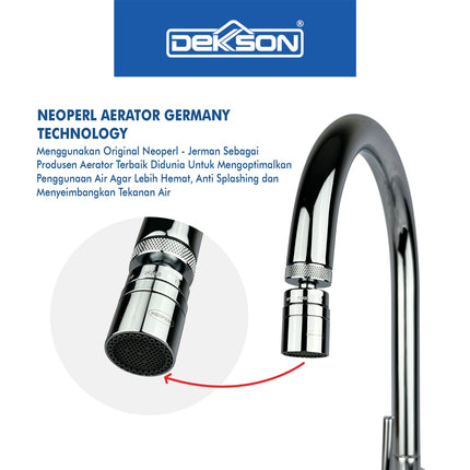 Kitchen Mixer Dekkson KMX 1802 CP Kran Air Dapur Sink Faucet Brass Dingin Panas Dual Function Spray Head Hot Cold Chrome