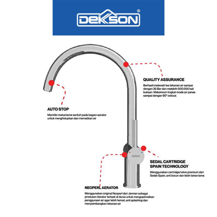 Kitchen Mixer Dekkson KMX 1807 Keran Dapur Panas Dingin