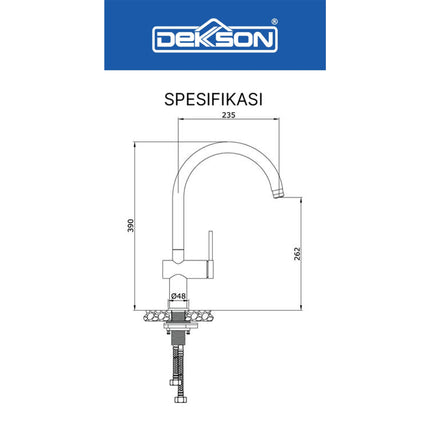 Kitchen Mixer Dekkson KMX 1807 Keran Dapur Panas Dingin