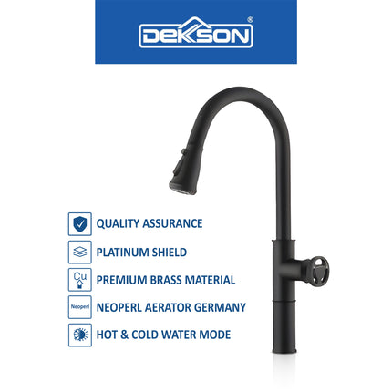 Kitchen Mixer Dekkson KMX 2003 MB Keran Bak Cuci Piring Dapur Faucet Sink Air Mix Panas Dingin Pull Out Matt Black Dual Function Spray Head