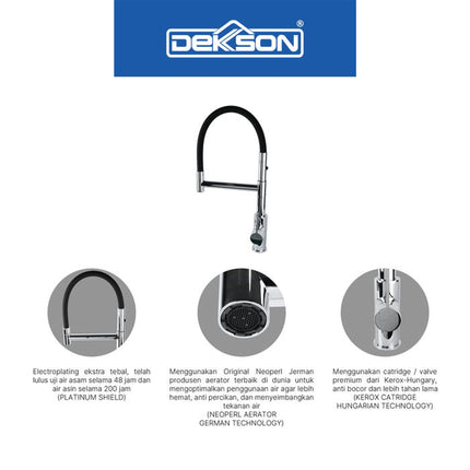 Kitchen Mixer Dekkson KMX 8157 Keran Dapur Cuci Piring Elastis Kran Sink Air Panas Dingin Magnetic Pull Out Silicone Spout