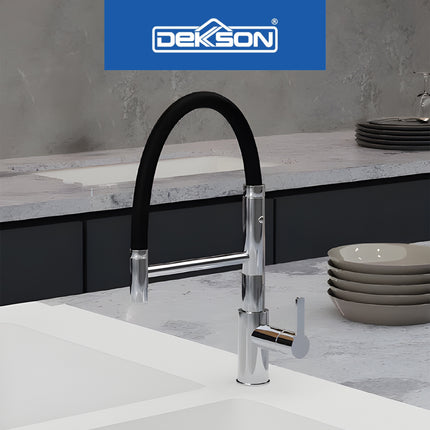 Kitchen Mixer Dekkson KMX 8157 Keran Dapur Cuci Piring Elastis Kran Sink Air Panas Dingin Magnetic Pull Out Silicone Spout