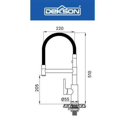 Kitchen Mixer Dekkson KMX 8157 Keran Dapur Cuci Piring Elastis Kran Sink Air Panas Dingin Magnetic Pull Out Silicone Spout
