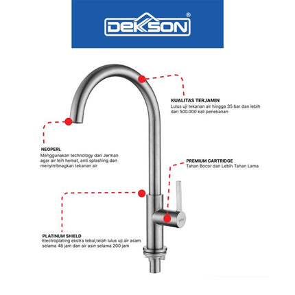 Kitchen Tap Dekkson KTD 1602 Keran Air Dapur Sink Cuci Piring Kitchen Faucet Chrome Polished Matt Black