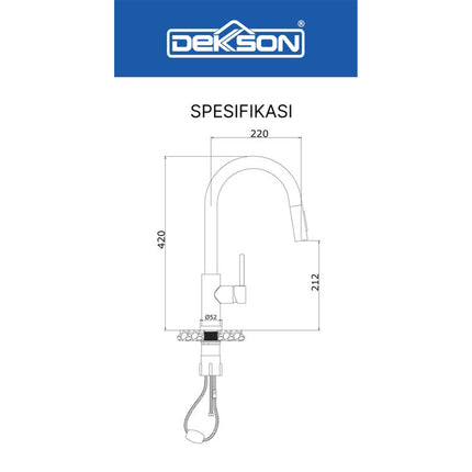 Kitchen Tap Dekkson KTD 1719 Deck Keran Dapur Cuci Piring SUS 304