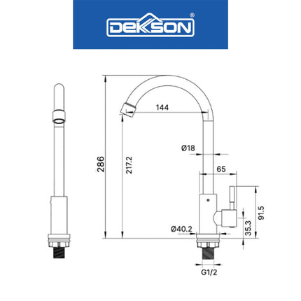 Kitchen Tap Dekkson Deck SUS 304 KTD 8001 SSS Keran Sink Dapur Kitchen Sink Faucet