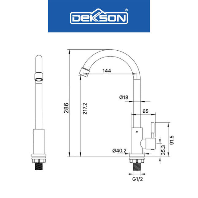 Kitchen Tap Dekkson Deck SUS 304 KTD 8001 SSS Keran Sink Dapur Kitchen Sink Faucet