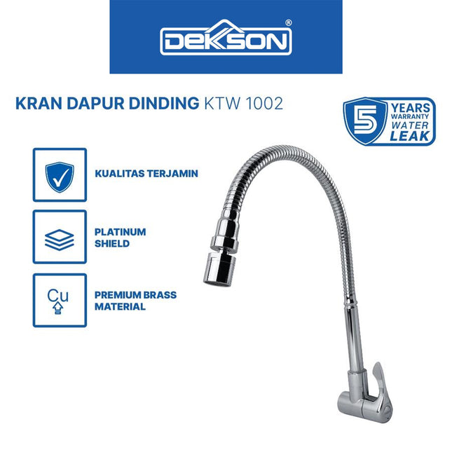 Kitchen Tap Wall Dekkson KTW 1002 CP Brass Keran Sink Dapur Kitchen Sink Faucet