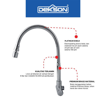 Kitchen Tap Wall Dekkson KTW 1002 CP Brass Keran Sink Dapur Kitchen Sink Faucet