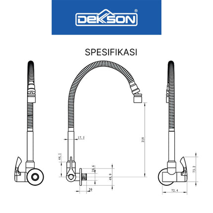 Kitchen Tap Wall Dekkson KTW 1002 CP Brass Keran Sink Dapur Kitchen Sink Faucet