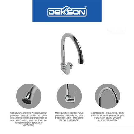 Kitchen Tap Wall Dekkson KTW 8632 Keran Sink Angsa Cuci Piring KTW 8632