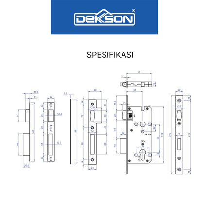 Mortise Lock Pelor Dekson Dekkson MTS RL DL 8585 SSS Body Kunci Pelor Lockcase Pelor