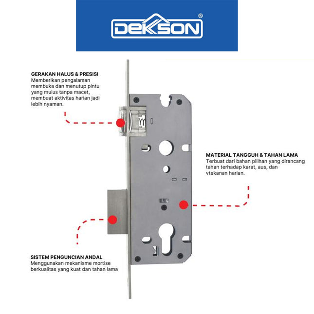 Mortise Lock Roller Deluxe DEKKSON Rumah Kunci Pelor MTS RL DL 8485 SUS 304