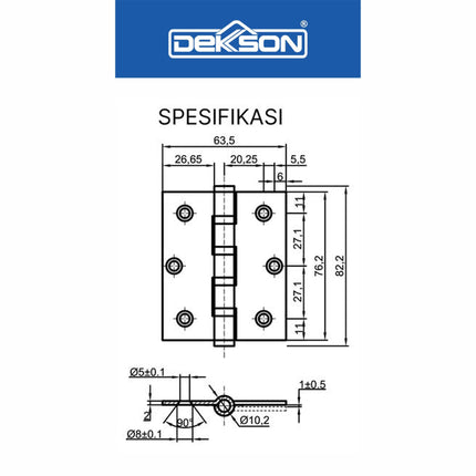 Engsel Dekson Dekkson NYLON ES IR Iron 3X2.5X2MM 4NR Engsel Pintu Jendela