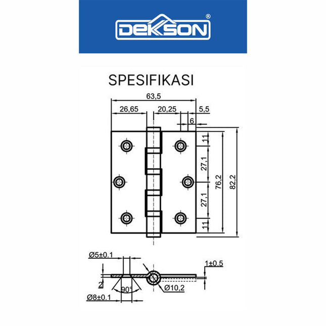 Engsel Dekson Dekkson NYLON ES IR Iron 3X2.5X2MM 4NR Engsel Pintu Jendela