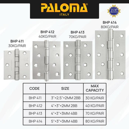 PALOMA Engsel Pintu Jendela Hinge Kupu Butt Plat Kayu Aluminium PVC Hinges Door Window Stainless Steel SUS Ball Bearing 2BB 4BB 3" 4" 5" 3 4 5 Inch BHP 411 412 413 414