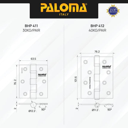 PALOMA Engsel Pintu Jendela Hinge Kupu Butt Plat Kayu Aluminium PVC Hinges Door Window Stainless Steel SUS Ball Bearing 2BB 4BB 3" 4" 5" 3 4 5 Inch BHP 411 412 413 414