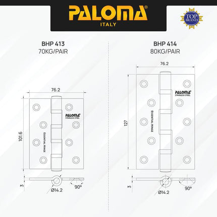 PALOMA Engsel Pintu Jendela Hinge Kupu Butt Plat Kayu Aluminium PVC Hinges Door Window Stainless Steel SUS Ball Bearing 2BB 4BB 3" 4" 5" 3 4 5 Inch BHP 411 412 413 414