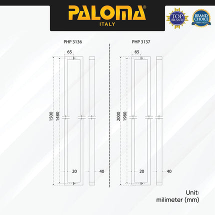 Pull Handle Paloma PHP 3131 3132 3133 3134 3135 3136 3137 Stainlesss Steel SUS 304
