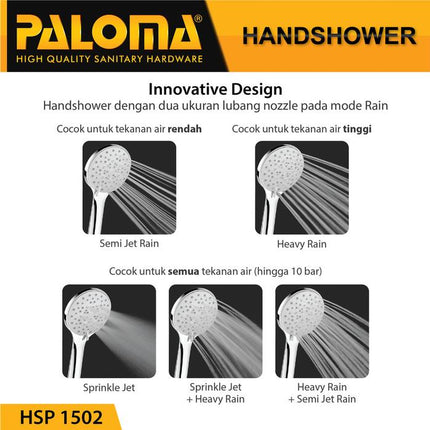 PALOMA HSP 1502 Hand Shower Mandi Handshower Head Kepala Sower ABS Air Jet - Chrome