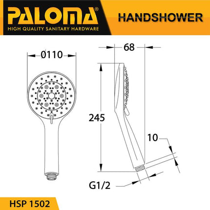 PALOMA HSP 1502 Hand Shower Mandi Handshower Head Kepala Sower ABS Air Jet - Chrome