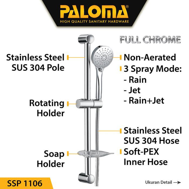 PALOMA SSP 1106 Shower Set Tiang Handshower Mandi Hand Head Kepala