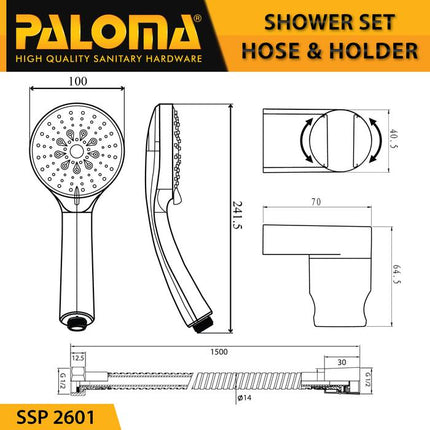 PALOMA SSP 2601 Shower Set Paket Handshower Mandi Hand Shower Head Shower