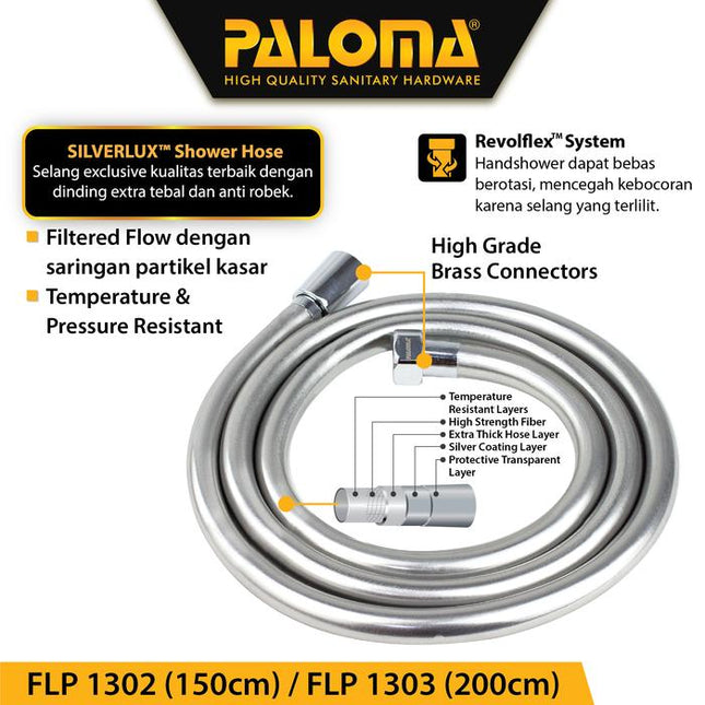 PALOMA Silverlux Flexible Hose Selang Handshower Hand Shower Fleksibel