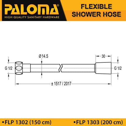 PALOMA Silverlux Flexible Hose Selang Handshower Hand Shower Fleksibel