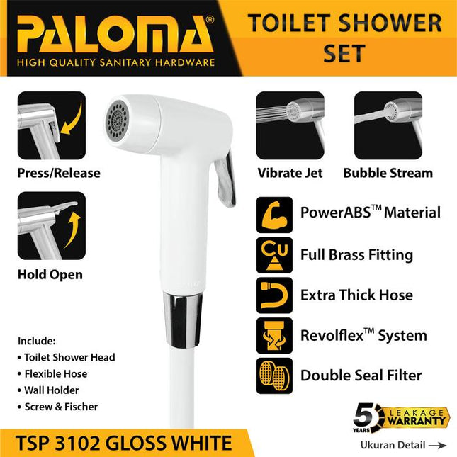 PALOMA Toilet Shower Jet Washer Jet Shower Bidet Spray Semprotan Cebok Bilas Kloset Closet WC ABS Chrome Krom White Putih Black HItam Gold Emas Gunmetal Grey Abu TSP 3101 3102 3103 3104 3105 3106