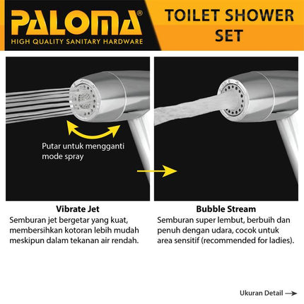 PALOMA Toilet Shower Jet Washer Jet Shower Bidet Spray Semprotan Cebok Bilas Kloset Closet WC ABS Chrome Krom White Putih Black HItam Gold Emas Gunmetal Grey Abu TSP 3101 3102 3103 3104 3105 3106