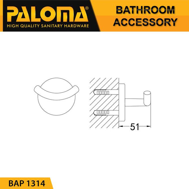 PALOMA BAP 1314 Kapstok Gantungan Baju Handuk Rak Hanger Mandi 2 Kait