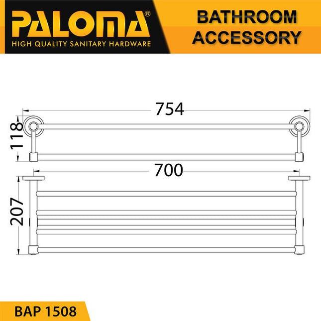 Towel Shelf PALOMA BAP 1508 Rak Handuk Baju Gantungan Hanger Dinding Kamar Mandi