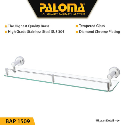 PALOMA BAP 1509 Rak Kaca Tempat Sabun Glass Shelf Dinding Kamar Mandi