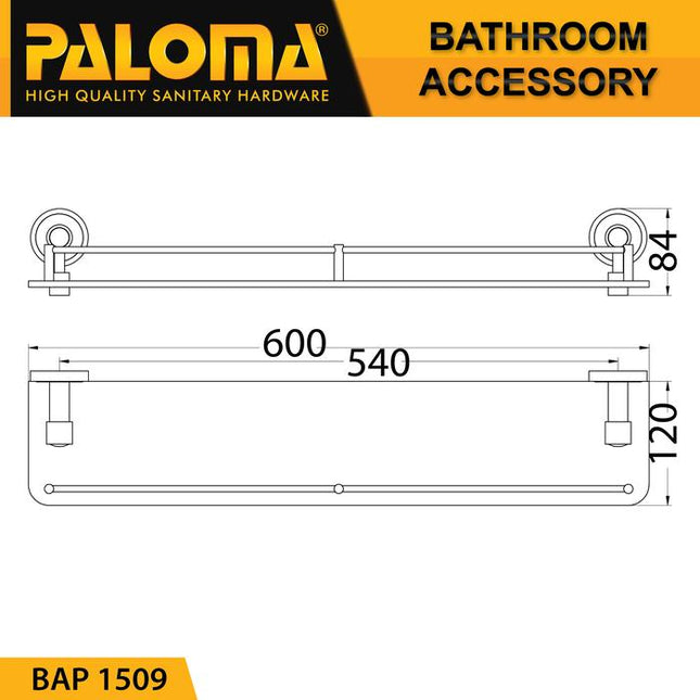 PALOMA BAP 1509 Rak Kaca Tempat Sabun Glass Shelf Dinding Kamar Mandi
