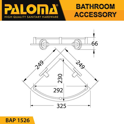 PALOMA BAP 1526 Rak Kaca Sudut Tempat Sabun Corner Dinding Kamar Mandi