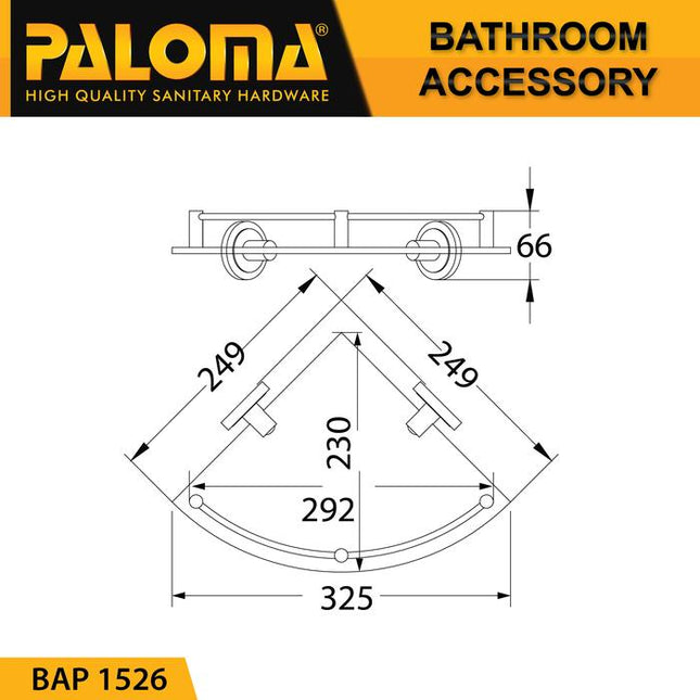 PALOMA BAP 1526 Rak Kaca Sudut Tempat Sabun Corner Dinding Kamar Mandi